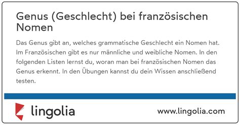 Genus (Geschlecht) bei französischen Nomen .